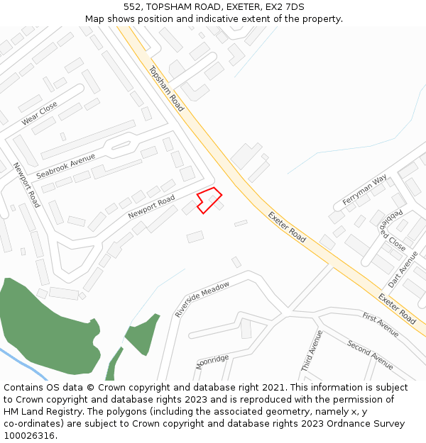 552, TOPSHAM ROAD, EXETER, EX2 7DS: Location map and indicative extent of plot