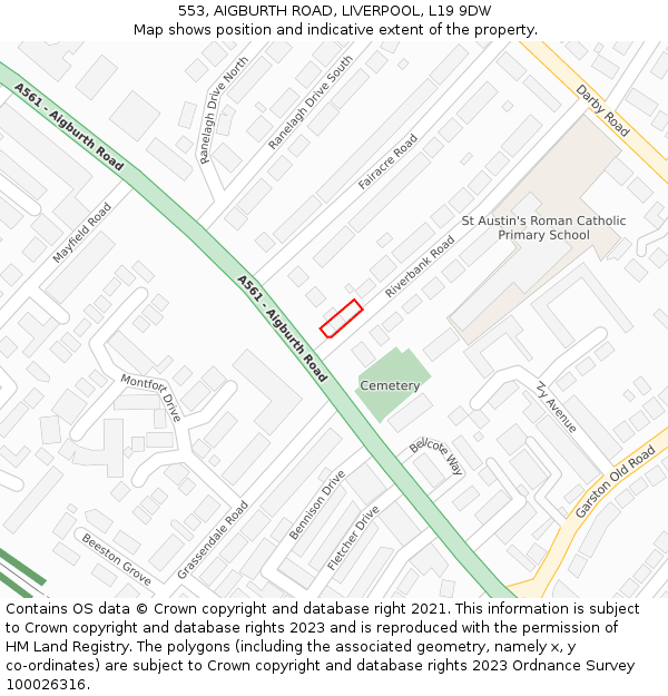 553, AIGBURTH ROAD, LIVERPOOL, L19 9DW: Location map and indicative extent of plot