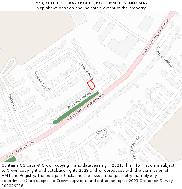 553, KETTERING ROAD NORTH, NORTHAMPTON, NN3 6HA: Location map and indicative extent of plot