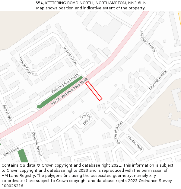 554, KETTERING ROAD NORTH, NORTHAMPTON, NN3 6HN: Location map and indicative extent of plot