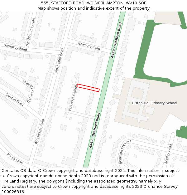 555, STAFFORD ROAD, WOLVERHAMPTON, WV10 6QE: Location map and indicative extent of plot