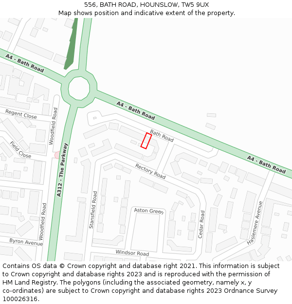 556, BATH ROAD, HOUNSLOW, TW5 9UX: Location map and indicative extent of plot