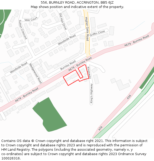556, BURNLEY ROAD, ACCRINGTON, BB5 6JZ: Location map and indicative extent of plot