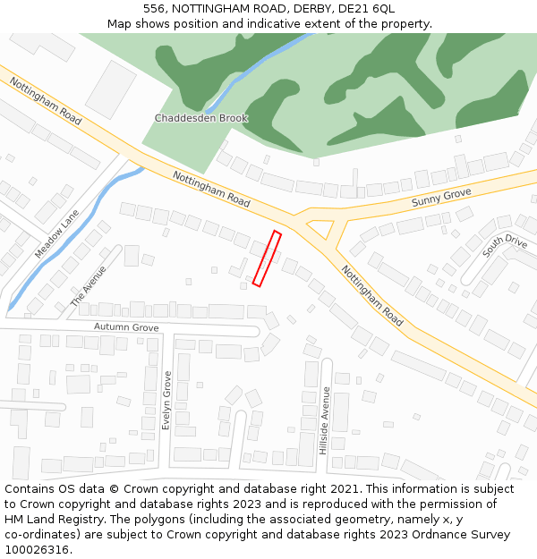 556, NOTTINGHAM ROAD, DERBY, DE21 6QL: Location map and indicative extent of plot