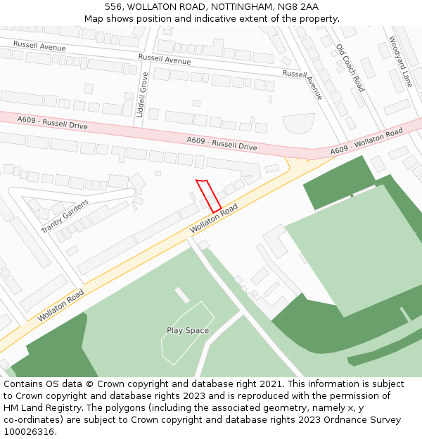 556, WOLLATON ROAD, NOTTINGHAM, NG8 2AA: Location map and indicative extent of plot