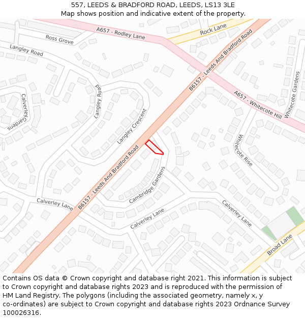 557, LEEDS & BRADFORD ROAD, LEEDS, LS13 3LE: Location map and indicative extent of plot