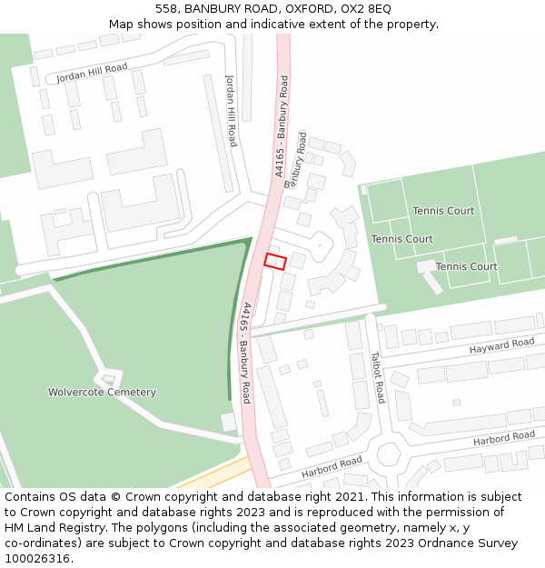 558, BANBURY ROAD, OXFORD, OX2 8EQ: Location map and indicative extent of plot