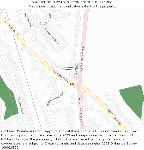 559, LICHFIELD ROAD, SUTTON COLDFIELD, B74 4EG: Location map and indicative extent of plot