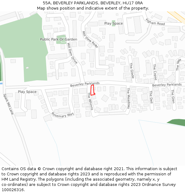 55A, BEVERLEY PARKLANDS, BEVERLEY, HU17 0RA: Location map and indicative extent of plot