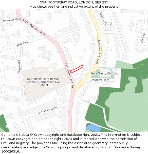 55A, FOOTSCRAY ROAD, LONDON, SE9 2ST: Location map and indicative extent of plot