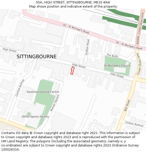 55A, HIGH STREET, SITTINGBOURNE, ME10 4AW: Location map and indicative extent of plot