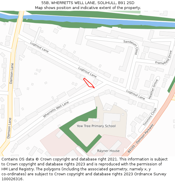 55B, WHERRETTS WELL LANE, SOLIHULL, B91 2SD: Location map and indicative extent of plot