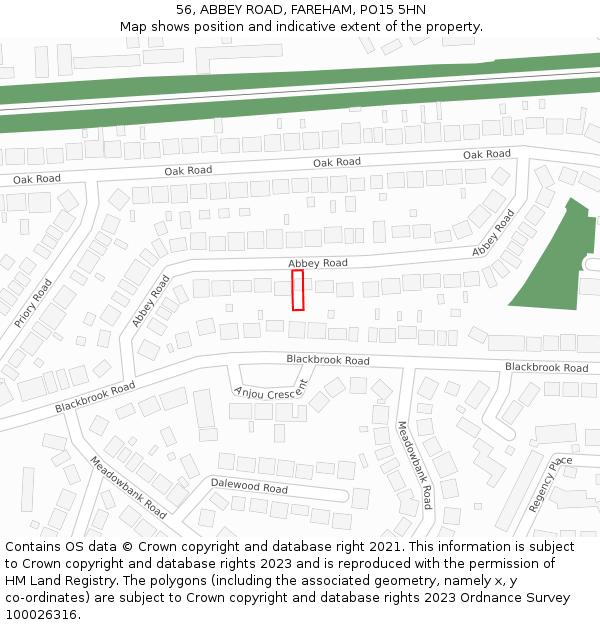 56, ABBEY ROAD, FAREHAM, PO15 5HN: Location map and indicative extent of plot