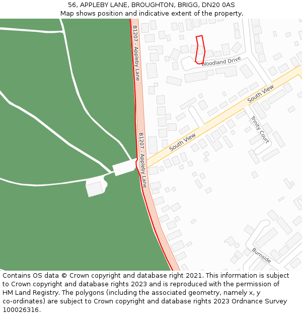 56, APPLEBY LANE, BROUGHTON, BRIGG, DN20 0AS: Location map and indicative extent of plot