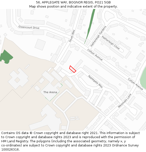 56, APPLEGATE WAY, BOGNOR REGIS, PO21 5GB: Location map and indicative extent of plot