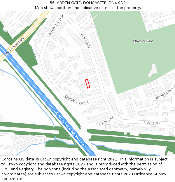 56, ARDEN GATE, DONCASTER, DN4 9DP: Location map and indicative extent of plot