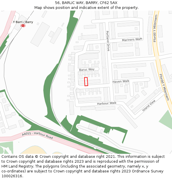 56, BARUC WAY, BARRY, CF62 5AX: Location map and indicative extent of plot