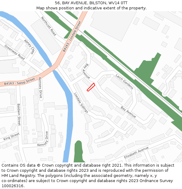 56, BAY AVENUE, BILSTON, WV14 0TT: Location map and indicative extent of plot