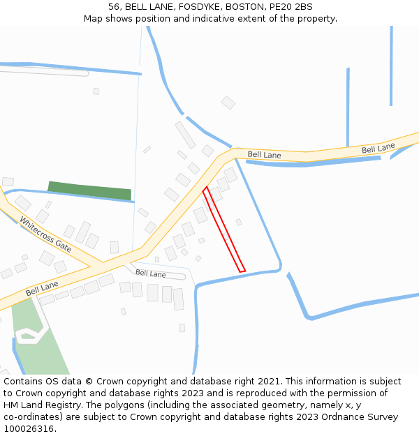 56, BELL LANE, FOSDYKE, BOSTON, PE20 2BS: Location map and indicative extent of plot