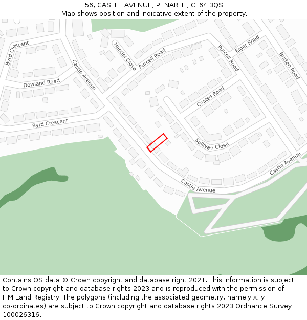 56, CASTLE AVENUE, PENARTH, CF64 3QS: Location map and indicative extent of plot