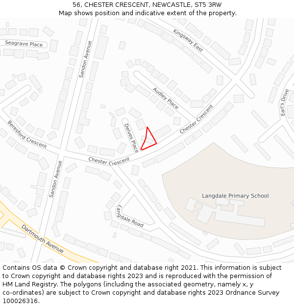 56, CHESTER CRESCENT, NEWCASTLE, ST5 3RW: Location map and indicative extent of plot