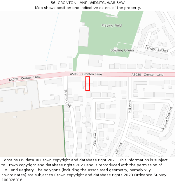 56, CRONTON LANE, WIDNES, WA8 5AW: Location map and indicative extent of plot