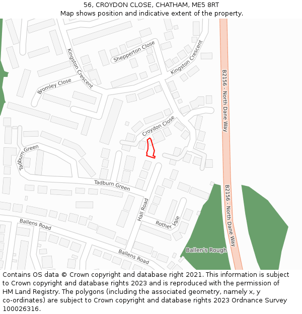 56, CROYDON CLOSE, CHATHAM, ME5 8RT: Location map and indicative extent of plot