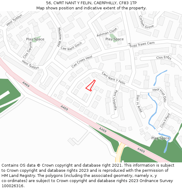 56, CWRT NANT Y FELIN, CAERPHILLY, CF83 1TP: Location map and indicative extent of plot