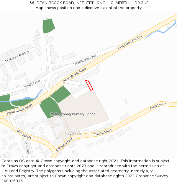 56, DEAN BROOK ROAD, NETHERTHONG, HOLMFIRTH, HD9 3UF: Location map and indicative extent of plot