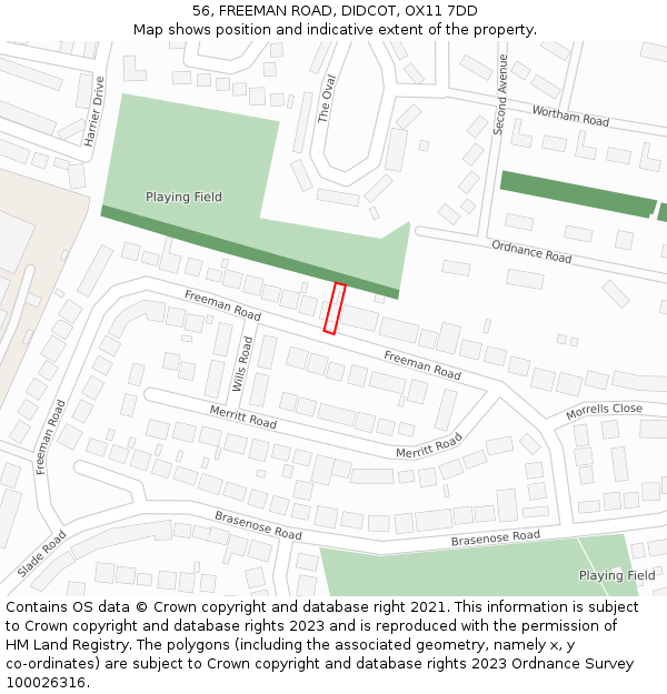 56, FREEMAN ROAD, DIDCOT, OX11 7DD: Location map and indicative extent of plot