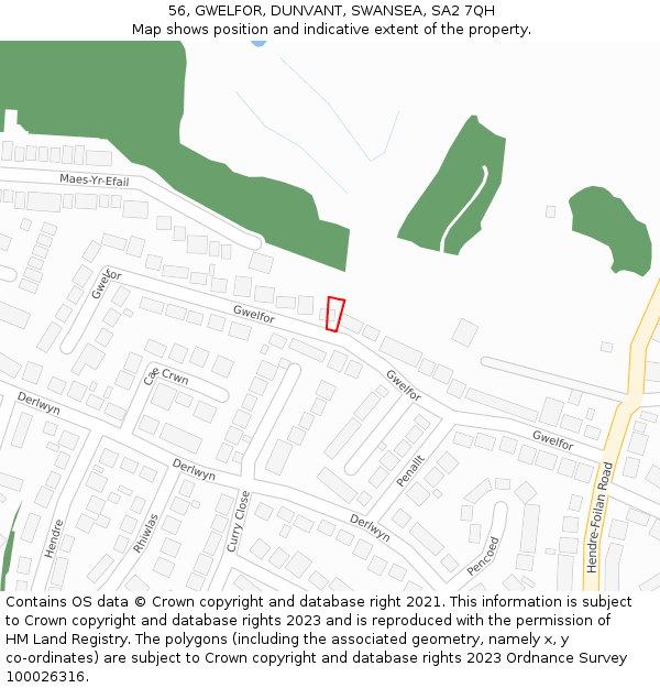 56, GWELFOR, DUNVANT, SWANSEA, SA2 7QH: Location map and indicative extent of plot