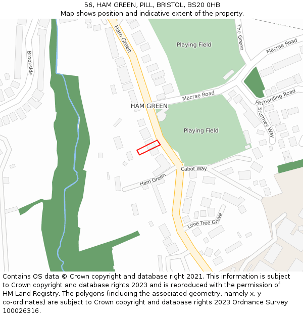 56, HAM GREEN, PILL, BRISTOL, BS20 0HB: Location map and indicative extent of plot