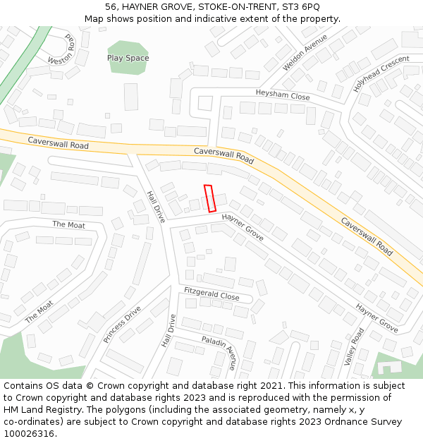 56, HAYNER GROVE, STOKE-ON-TRENT, ST3 6PQ: Location map and indicative extent of plot