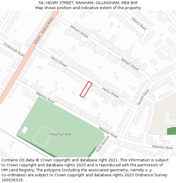 56, HENRY STREET, RAINHAM, GILLINGHAM, ME8 8HF: Location map and indicative extent of plot