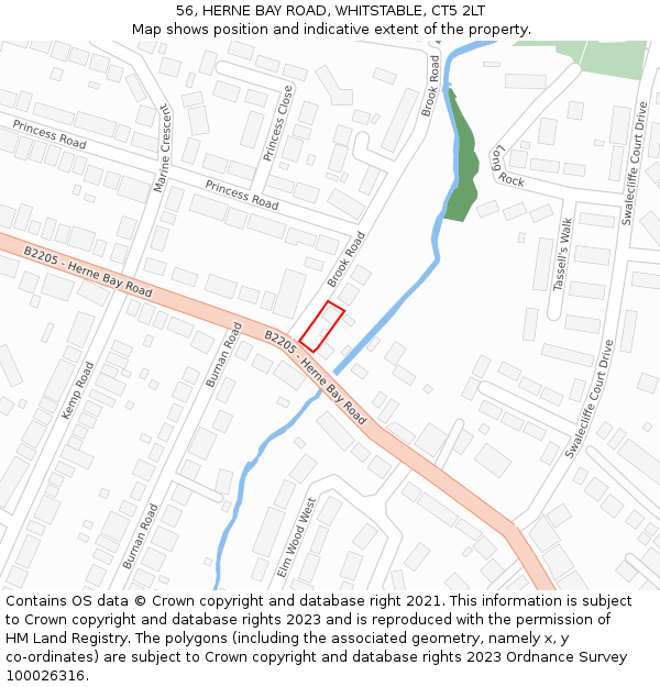 56, HERNE BAY ROAD, WHITSTABLE, CT5 2LT: Location map and indicative extent of plot