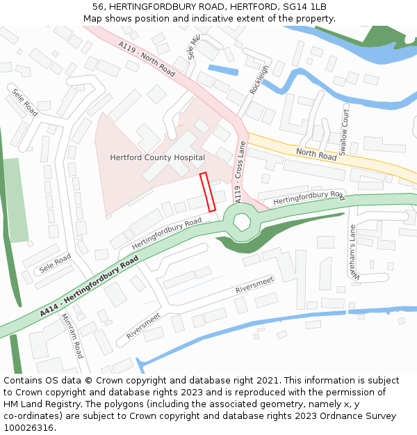 56, HERTINGFORDBURY ROAD, HERTFORD, SG14 1LB: Location map and indicative extent of plot