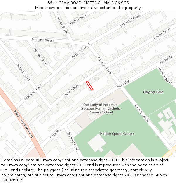 56, INGRAM ROAD, NOTTINGHAM, NG6 9GS: Location map and indicative extent of plot