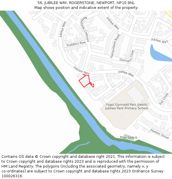 56, JUBILEE WAY, ROGERSTONE, NEWPORT, NP10 9NL: Location map and indicative extent of plot