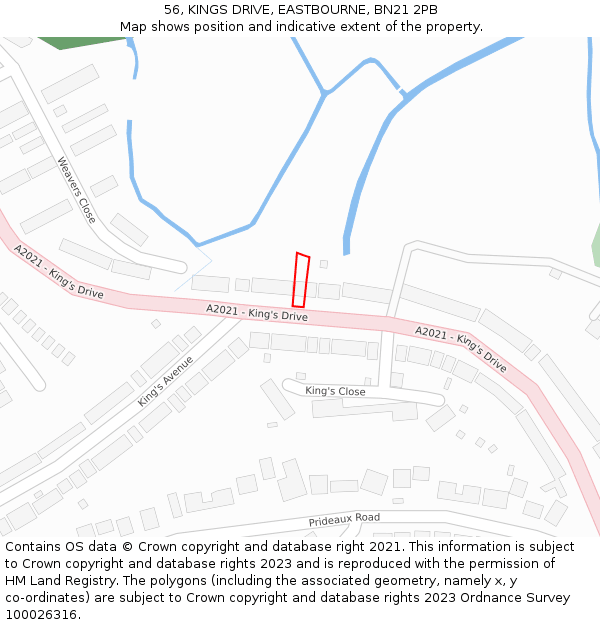 56, KINGS DRIVE, EASTBOURNE, BN21 2PB: Location map and indicative extent of plot