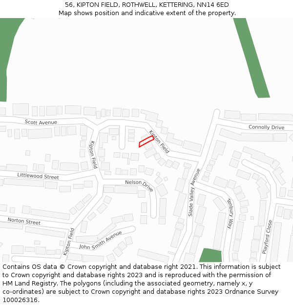 56, KIPTON FIELD, ROTHWELL, KETTERING, NN14 6ED: Location map and indicative extent of plot