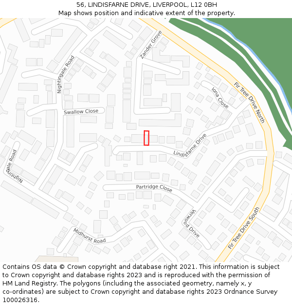 56, LINDISFARNE DRIVE, LIVERPOOL, L12 0BH: Location map and indicative extent of plot