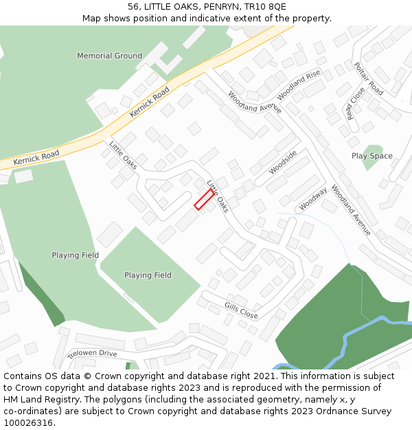 56, LITTLE OAKS, PENRYN, TR10 8QE: Location map and indicative extent of plot