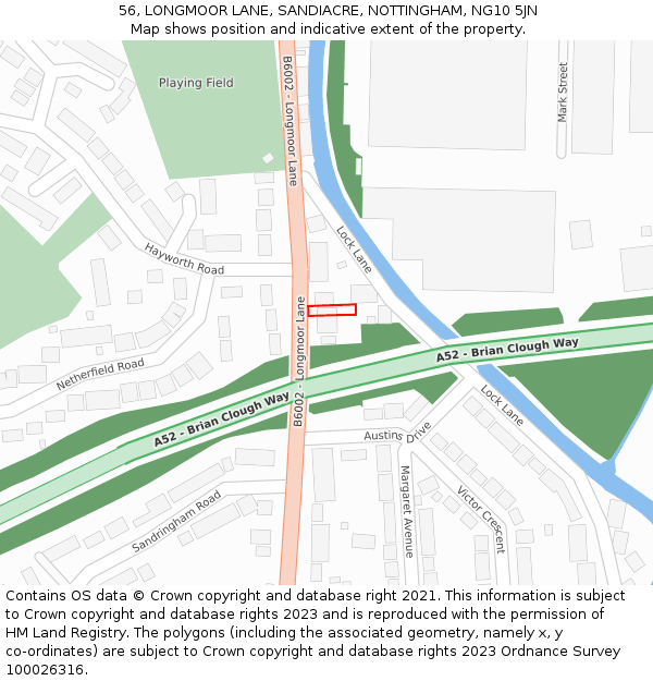 56, LONGMOOR LANE, SANDIACRE, NOTTINGHAM, NG10 5JN: Location map and indicative extent of plot