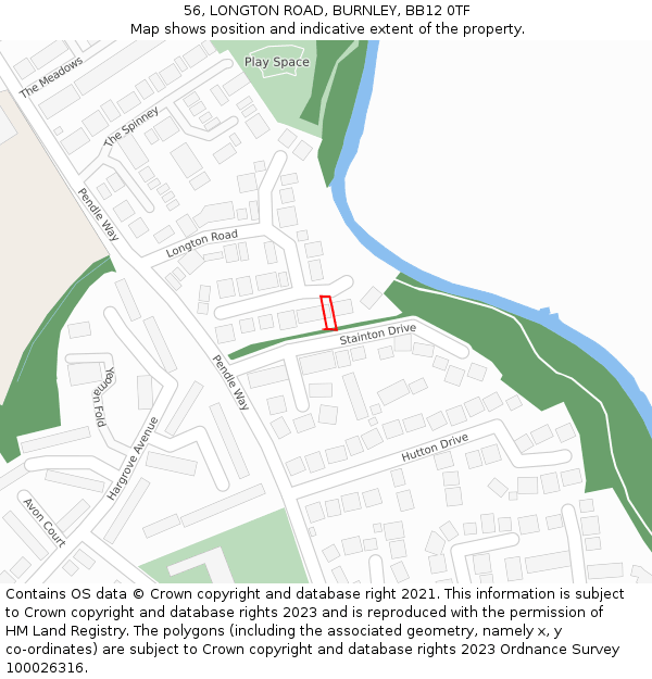 56, LONGTON ROAD, BURNLEY, BB12 0TF: Location map and indicative extent of plot