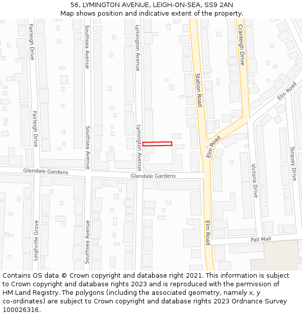 56, LYMINGTON AVENUE, LEIGH-ON-SEA, SS9 2AN: Location map and indicative extent of plot