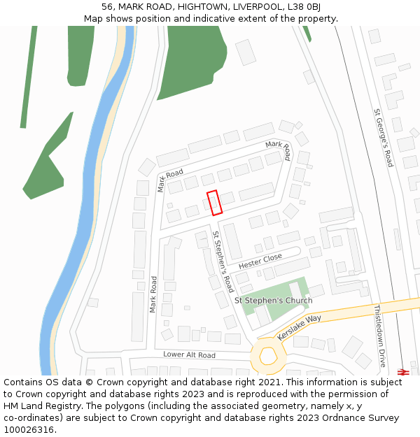 56, MARK ROAD, HIGHTOWN, LIVERPOOL, L38 0BJ: Location map and indicative extent of plot