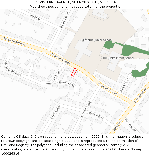 56, MINTERNE AVENUE, SITTINGBOURNE, ME10 1SA: Location map and indicative extent of plot