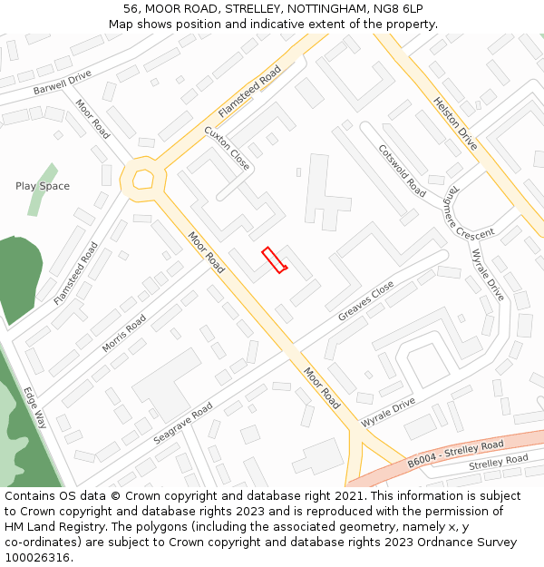 56, MOOR ROAD, STRELLEY, NOTTINGHAM, NG8 6LP: Location map and indicative extent of plot