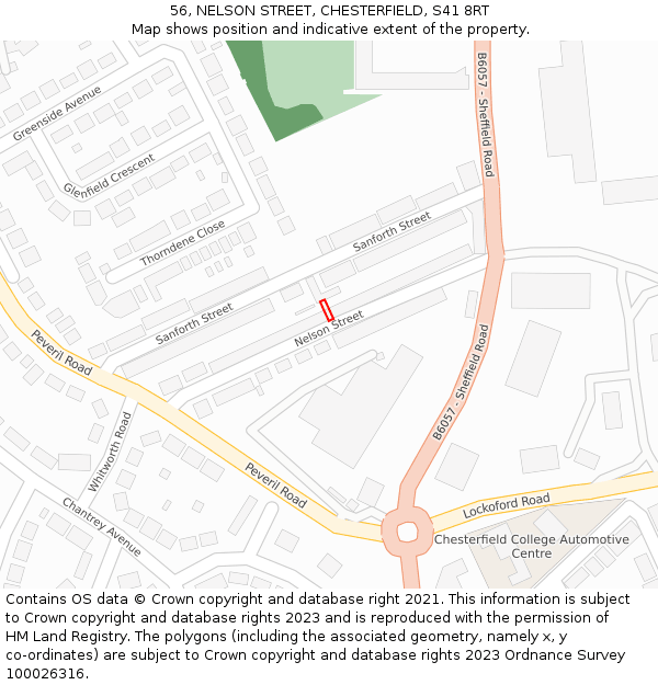 56, NELSON STREET, CHESTERFIELD, S41 8RT: Location map and indicative extent of plot