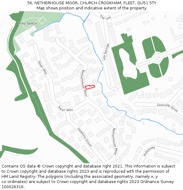 56, NETHERHOUSE MOOR, CHURCH CROOKHAM, FLEET, GU51 5TY: Location map and indicative extent of plot